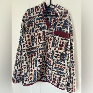 Patagonia fleece cream red blue pattern men’s medium